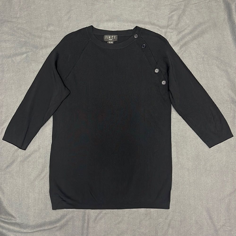 FINITY Woman 3/4 Sleeve Black Dress Shirt with Buttons Size 1X